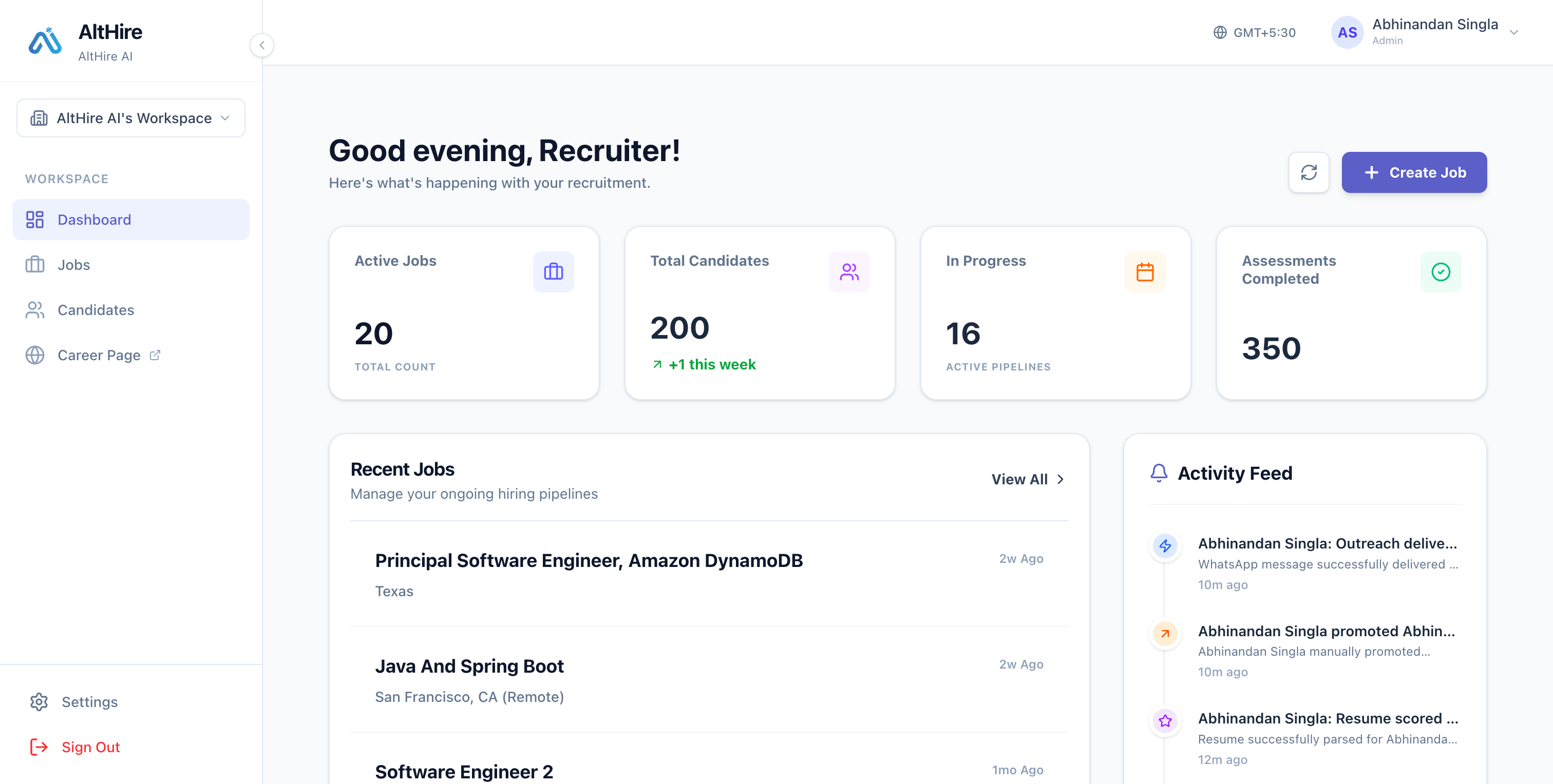 AltHire AI Recruitment Analytics Dashboard