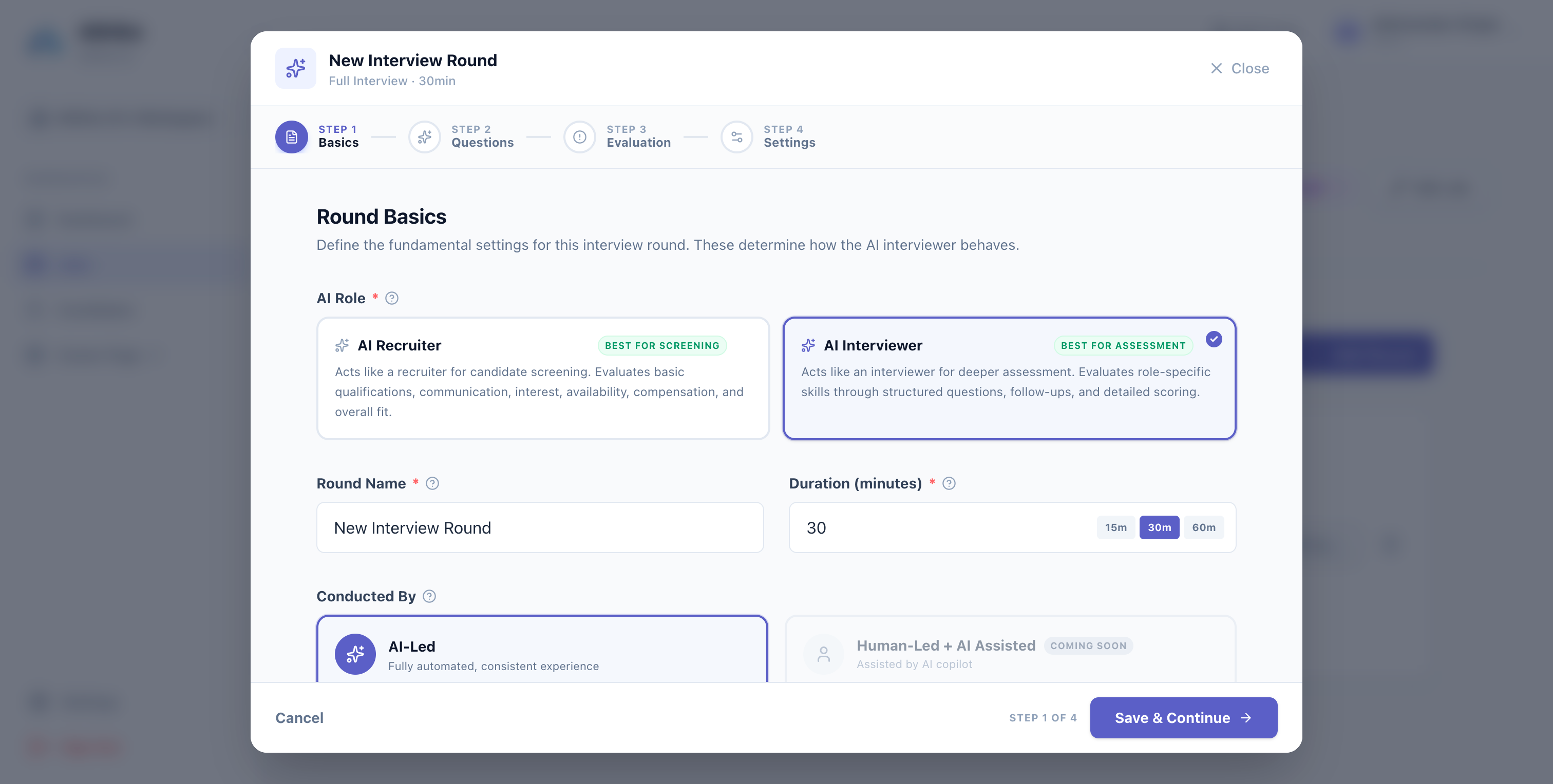 AltHire AI Interview Builder Dashboard